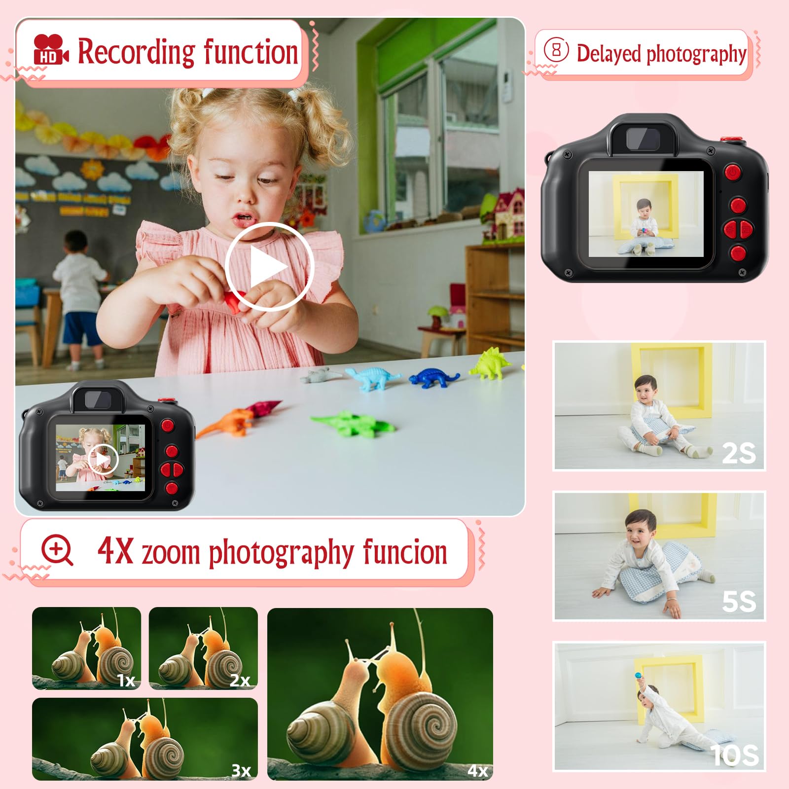 Kids Mini Digital Camera with 32G SD Card