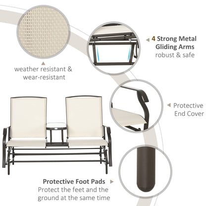 Outsunny Outdoor Glider Bench with Center Table