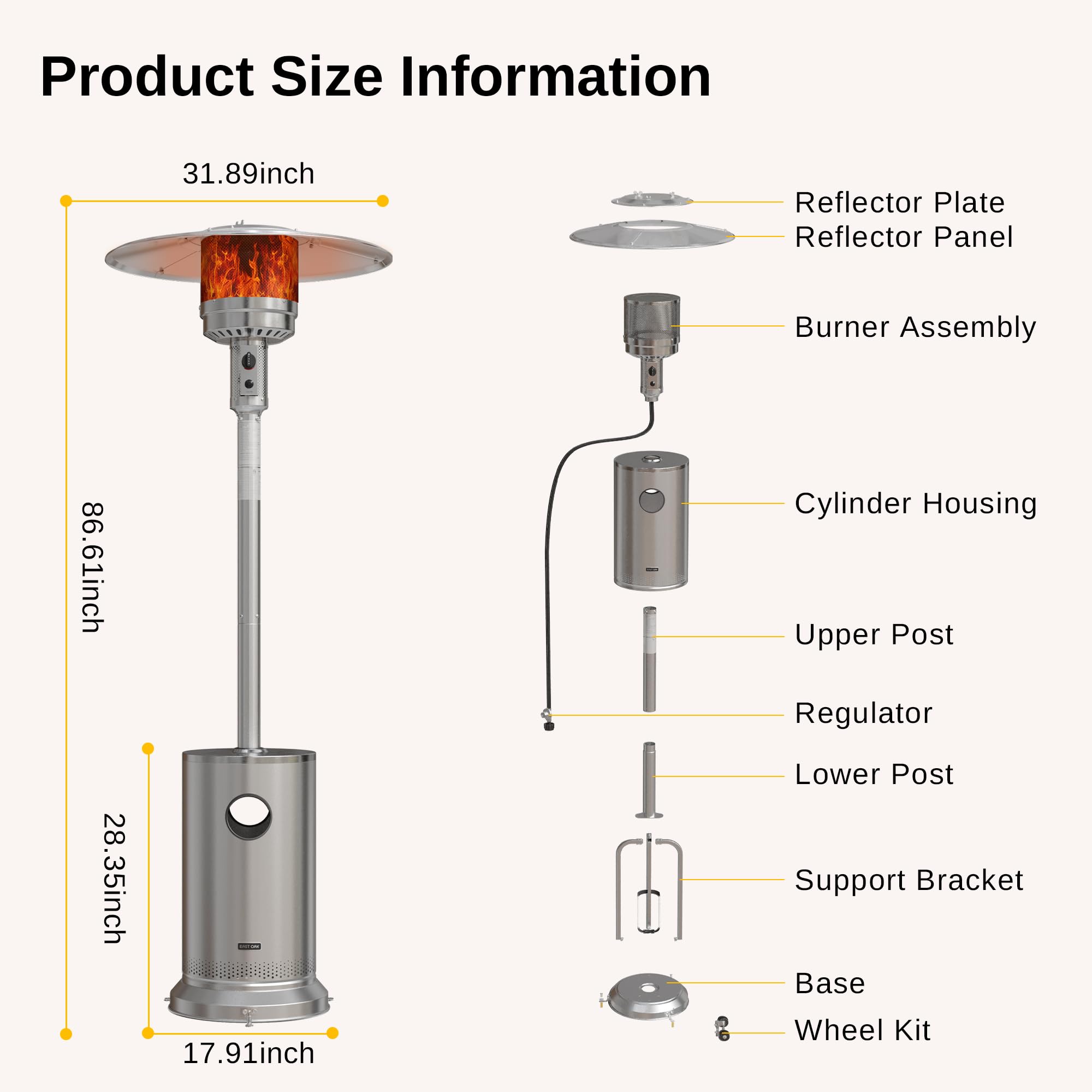EAST OAK 48,000 BTU Outdoor Patio Heater