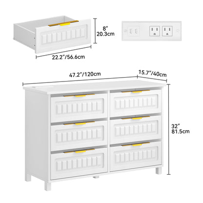 DWVO 6-Drawer Dresser with LED Lights and Charging Station