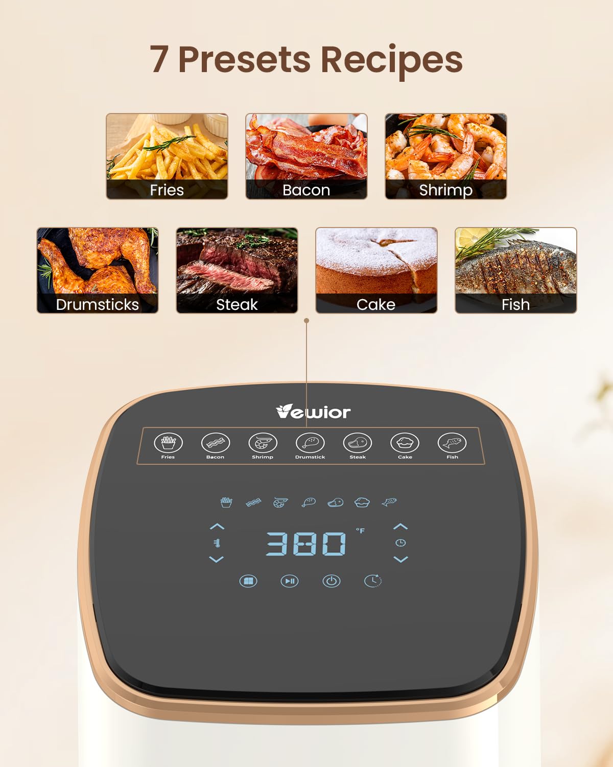 VEWIOR 5.3Qt Air Fryer with Touchscreen