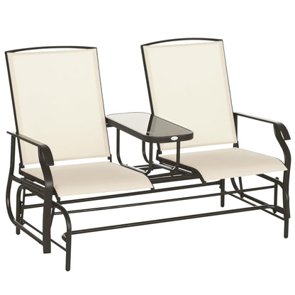 Outsunny Outdoor Glider Bench with Center Table