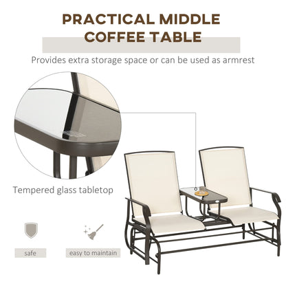 Outsunny Outdoor Glider Bench with Center Table