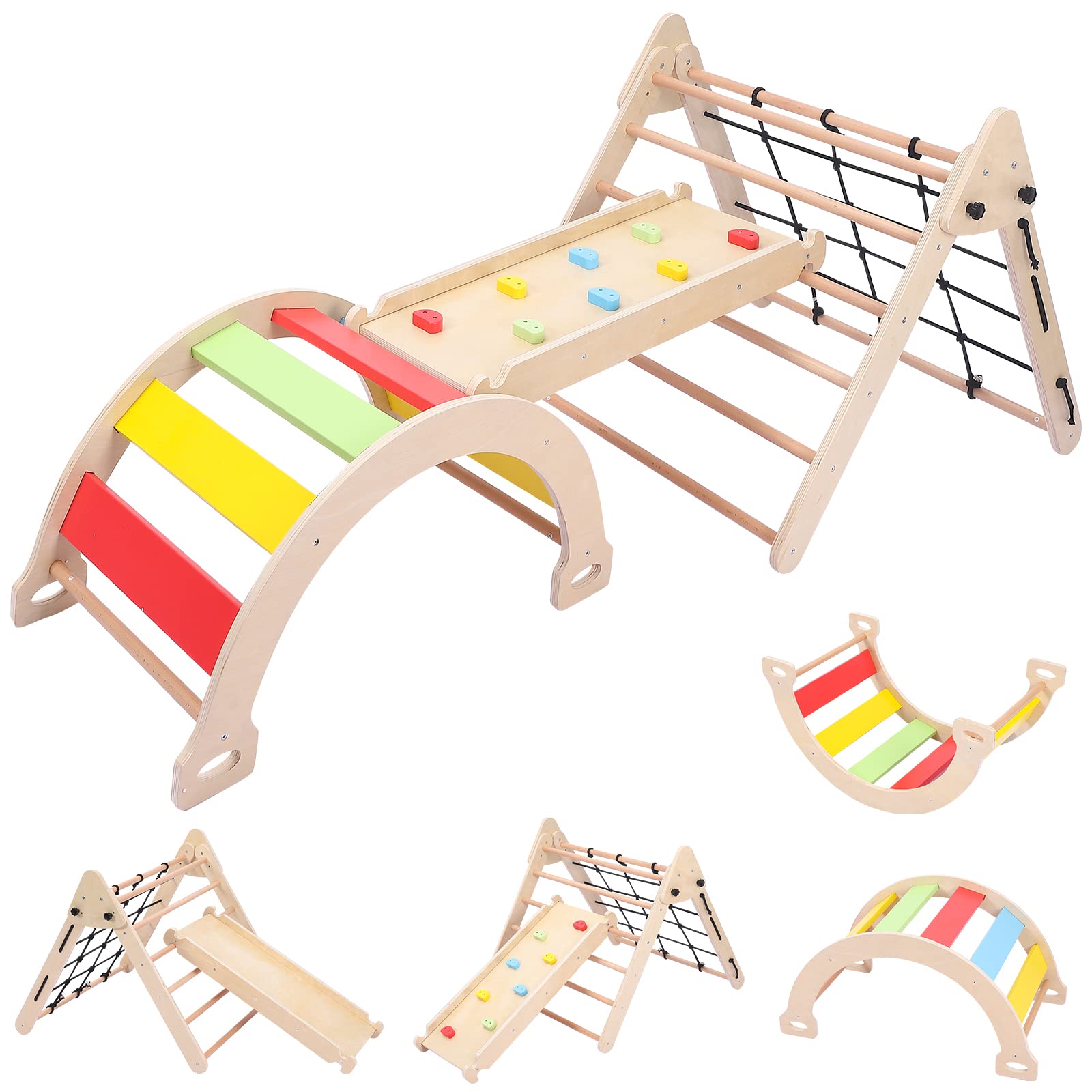 3-in-1 Wooden Toddler Indoor Gym Playset