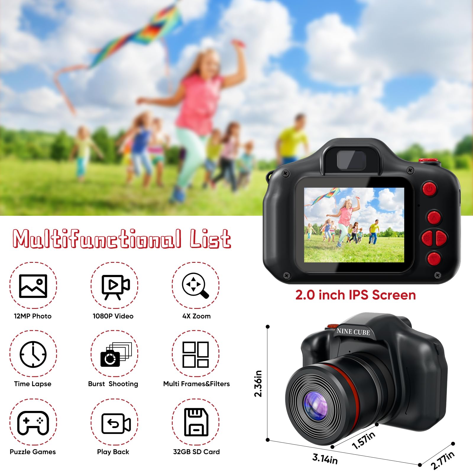Kids Mini Digital Camera with 32G SD Card
