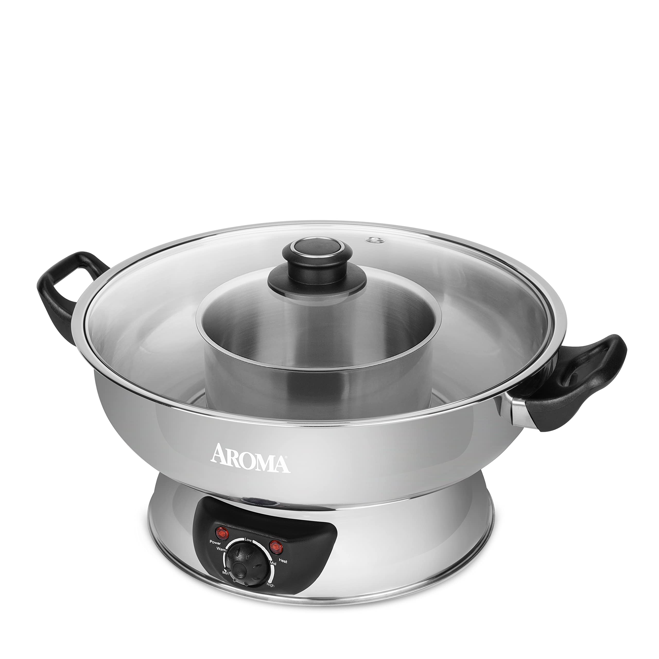AROMA 5-Quart Stainless Steel Hot Pot, Silver