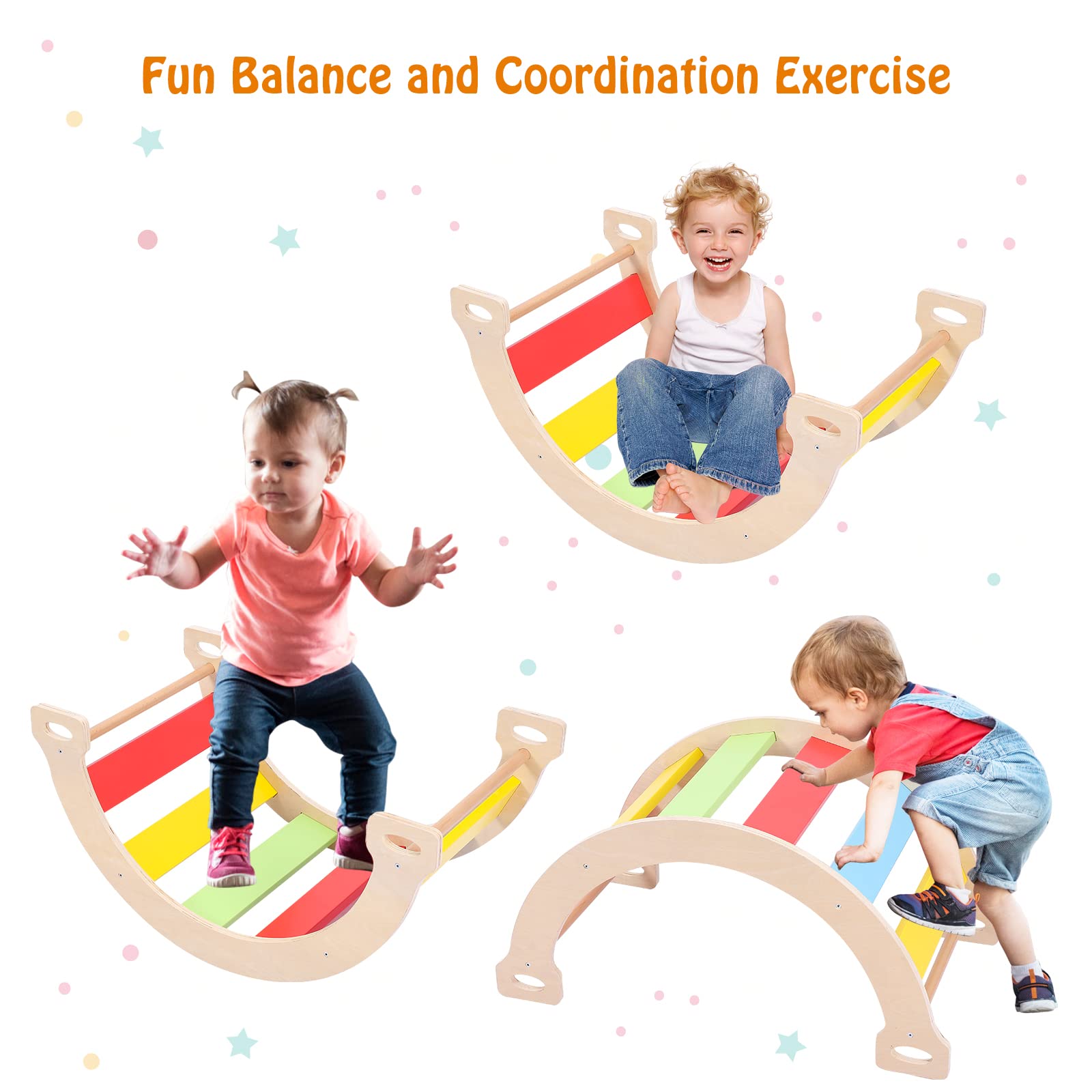 3-in-1 Wooden Toddler Indoor Gym Playset
