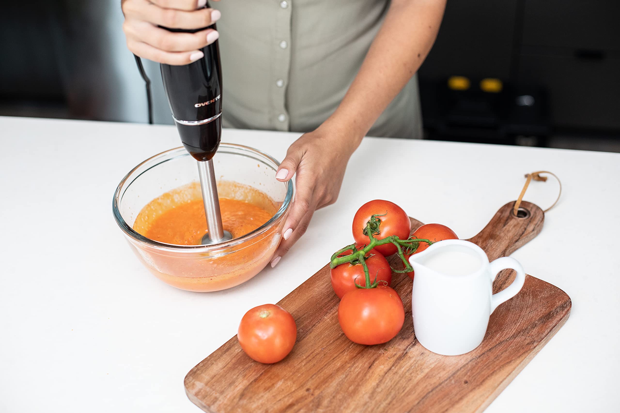 OVENTE 300W Immersion Hand Blender Set with Whisk