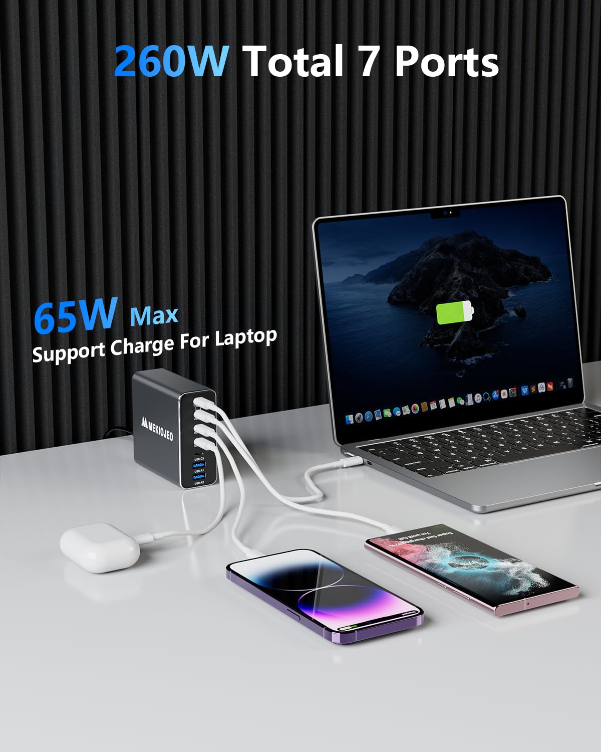 260W GaN Fast USB C Charging Station