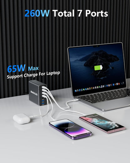 260W GaN Fast USB C Charging Station