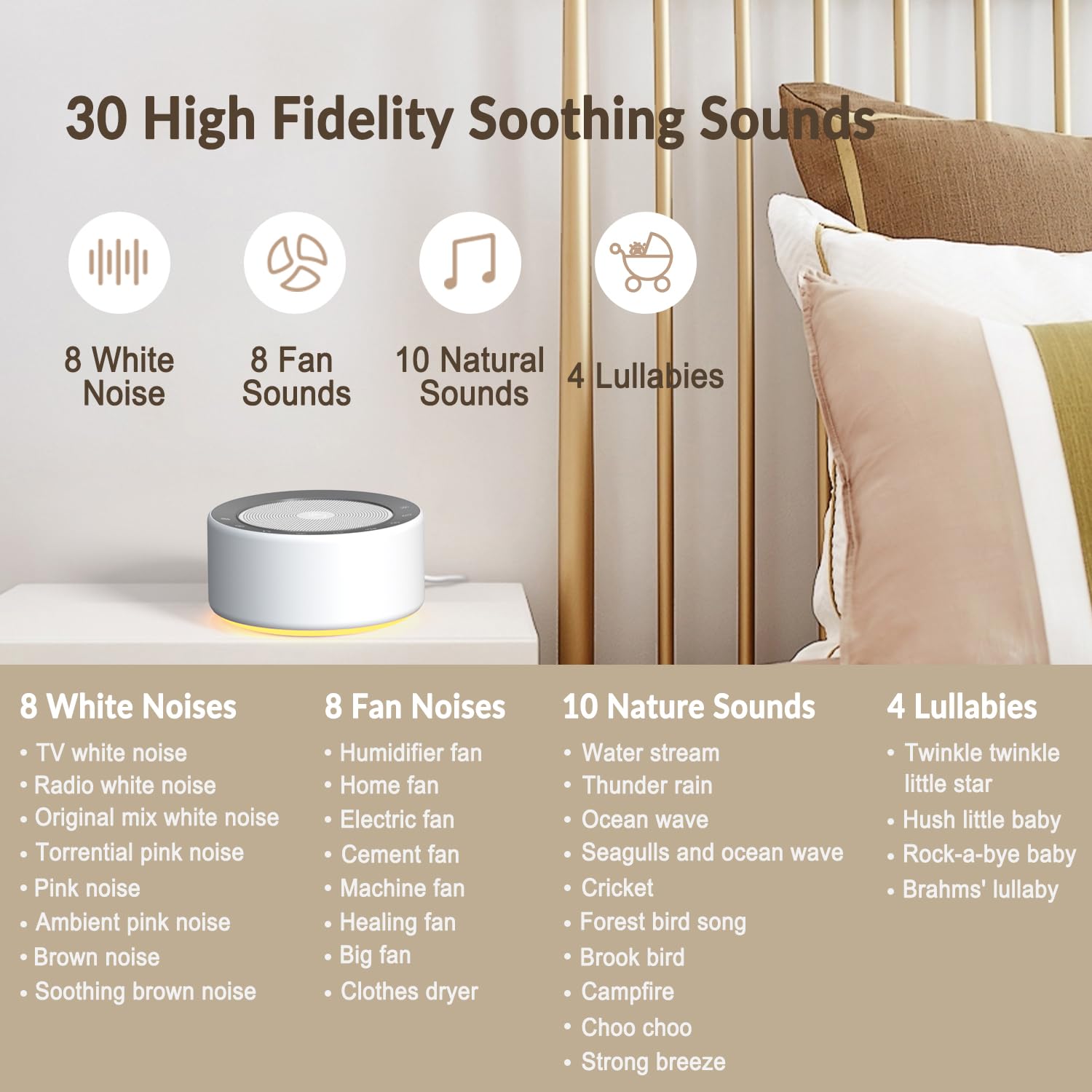 Kipcush White Noise Sound Machine with Night Light