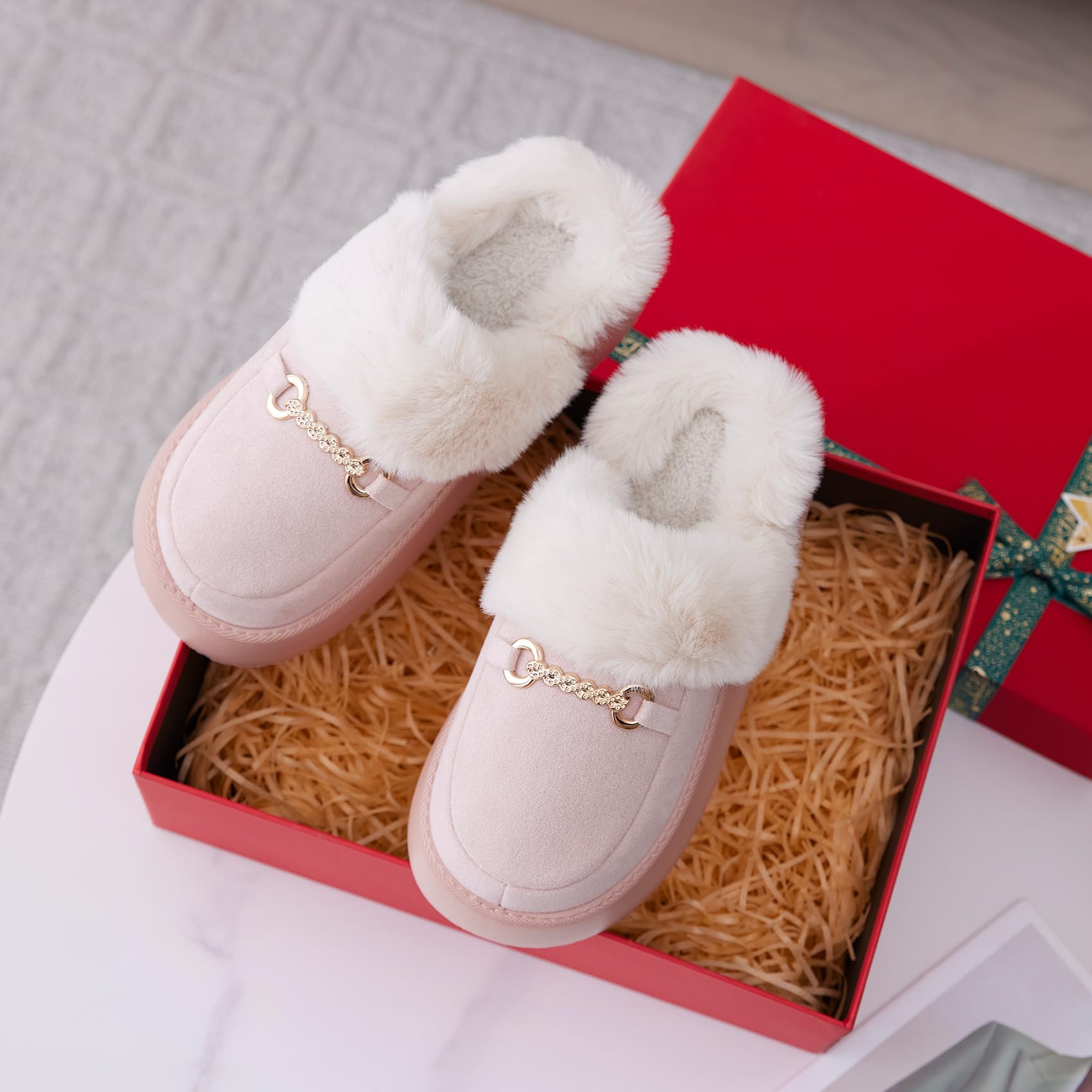 GOEWY Women's Fuzzy Memory Foam Slippers