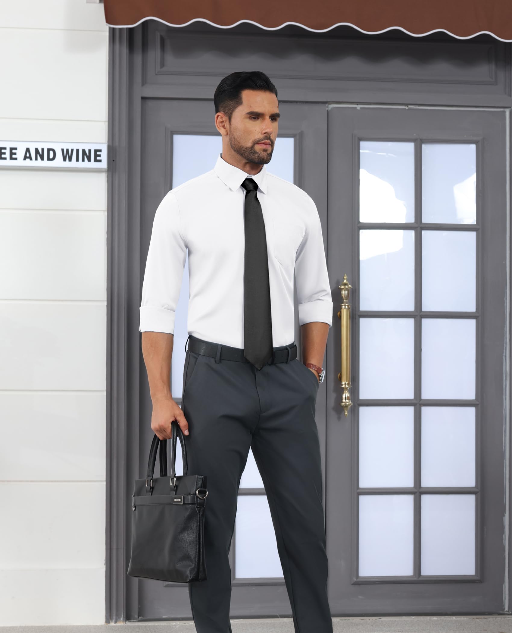 Incfott Men's Long Sleeve Stretch Dress Shirt
