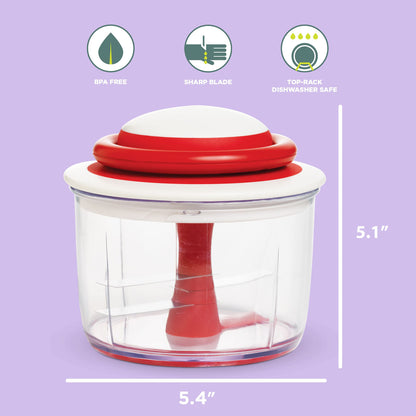 Chef'n VeggiChop Hand-Powered Food Chopper, Cherry