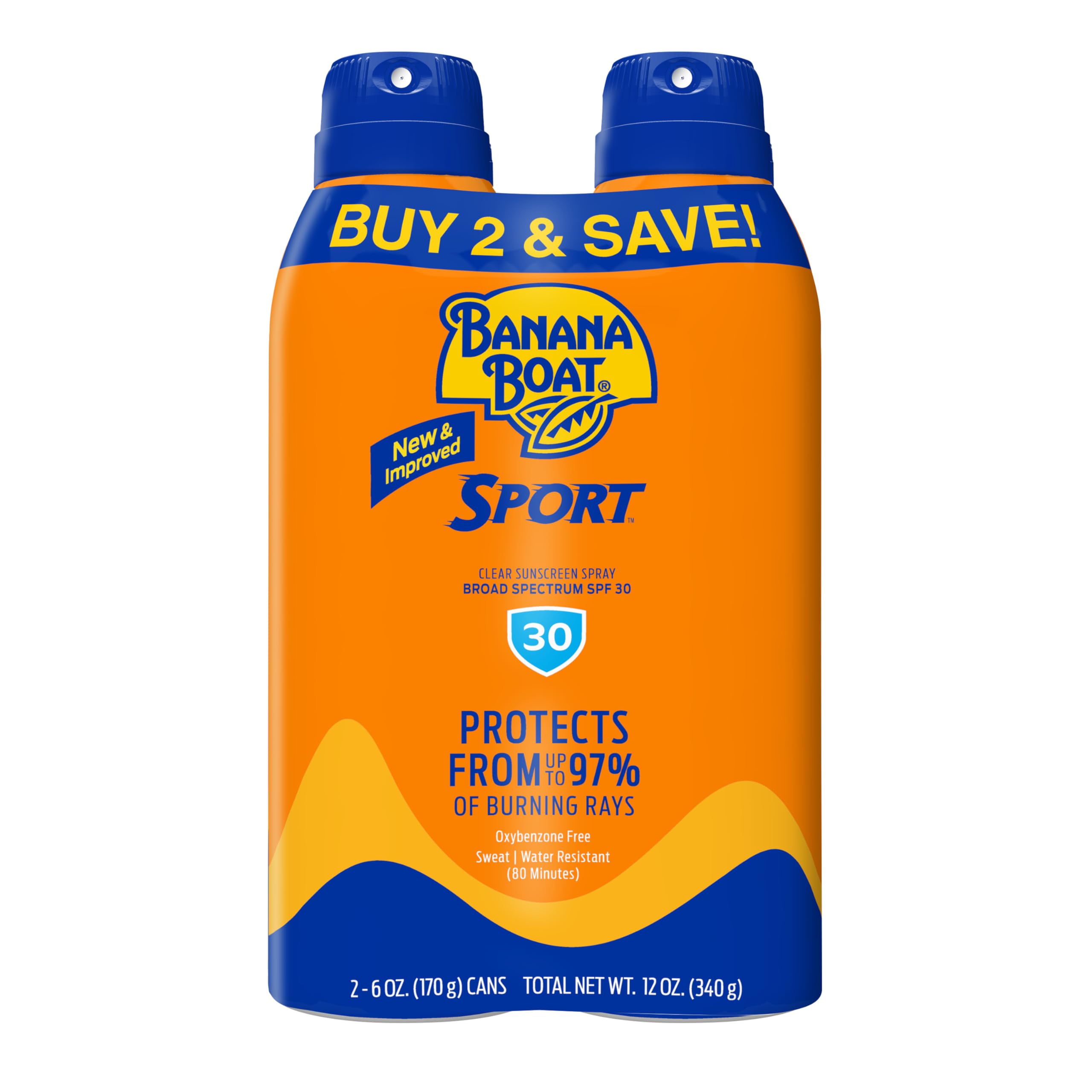 2 Pack Banana Boat Sport Ultra SPF 30 Sunscreen Spray