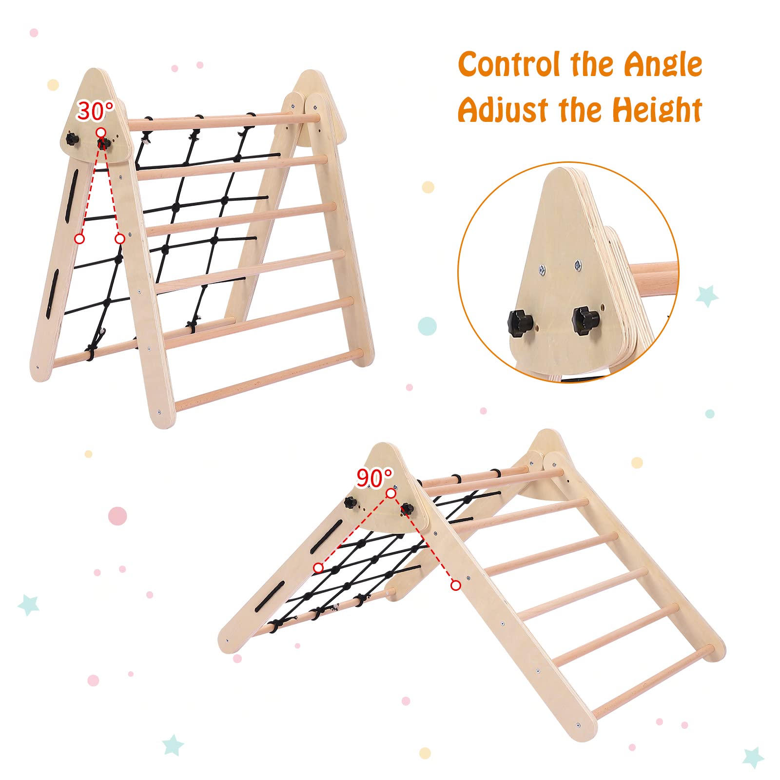 3-in-1 Wooden Toddler Indoor Gym Playset