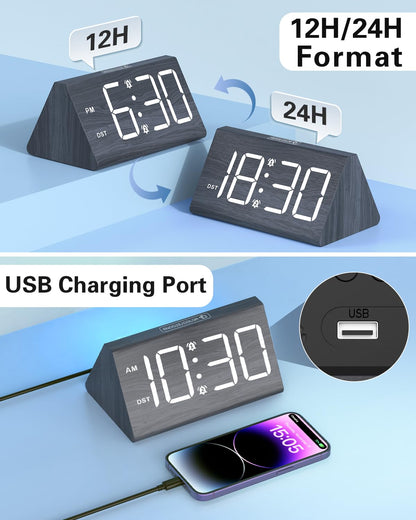 Bomivoi Wooden Digital Alarm Clock with Snooze