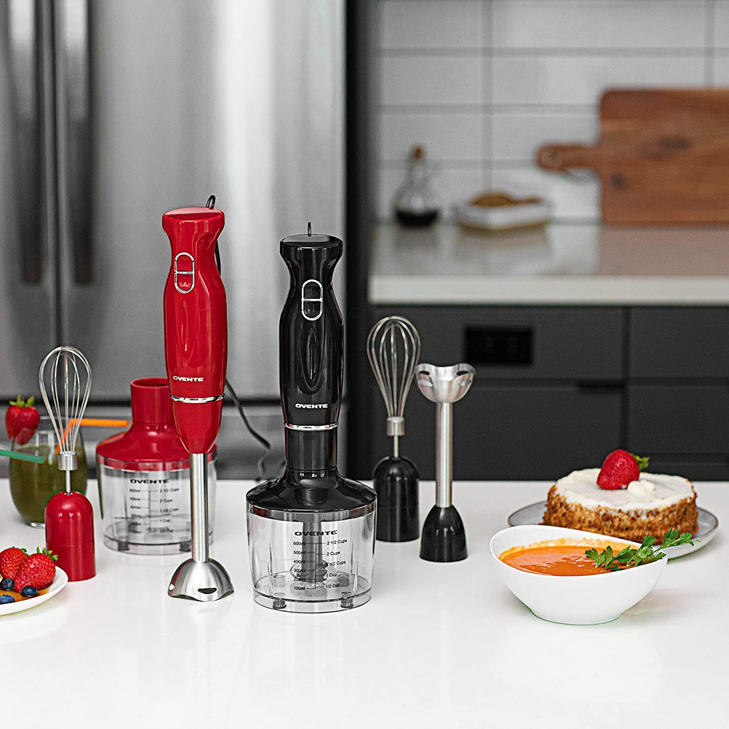 OVENTE 300W Immersion Hand Blender Set with Whisk