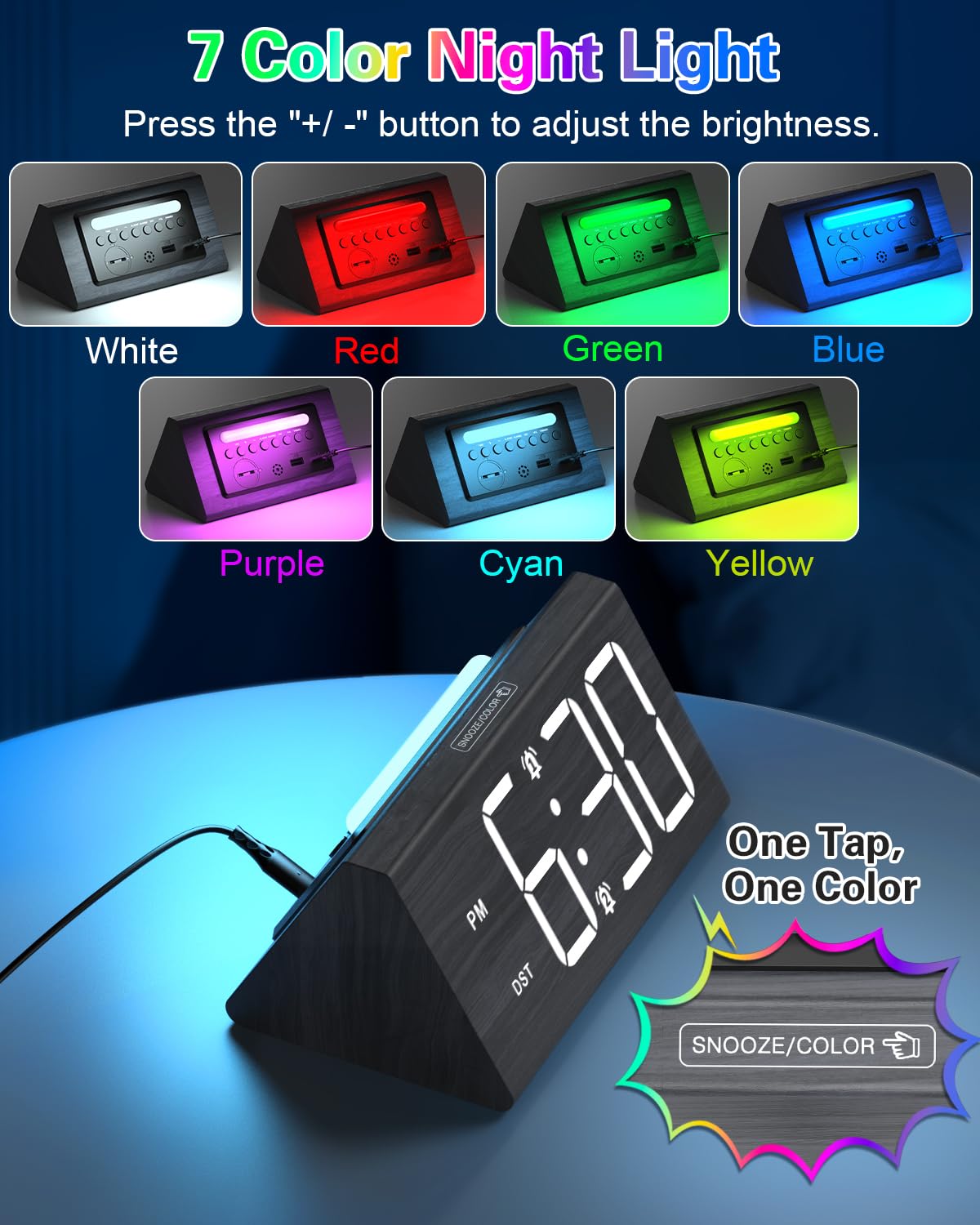 Bomivoi Wooden Digital Alarm Clock with Snooze