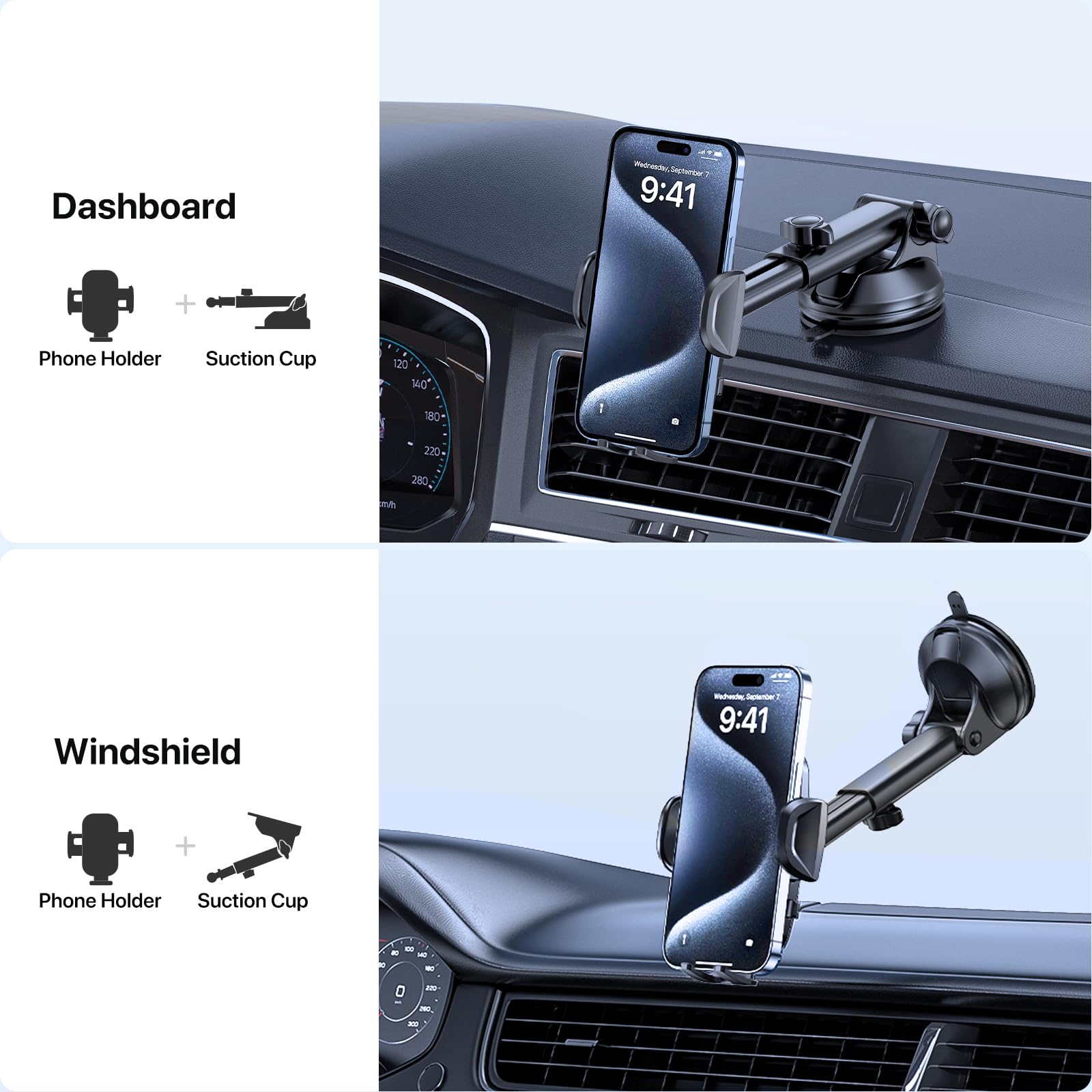 LOTUNY Rotatable Car Phone Holder for All Smartphones