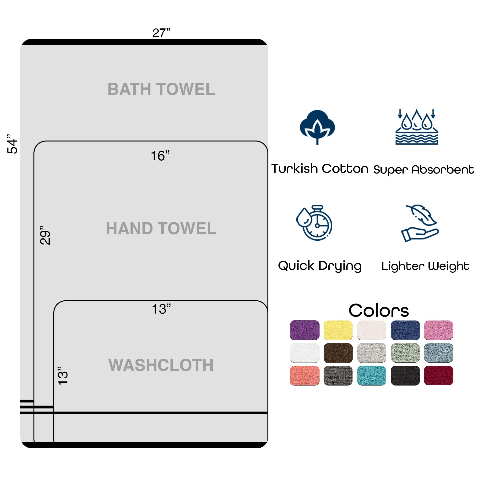 Hawmam Linen 6-Piece Turkish Cotton Bath Towel Set