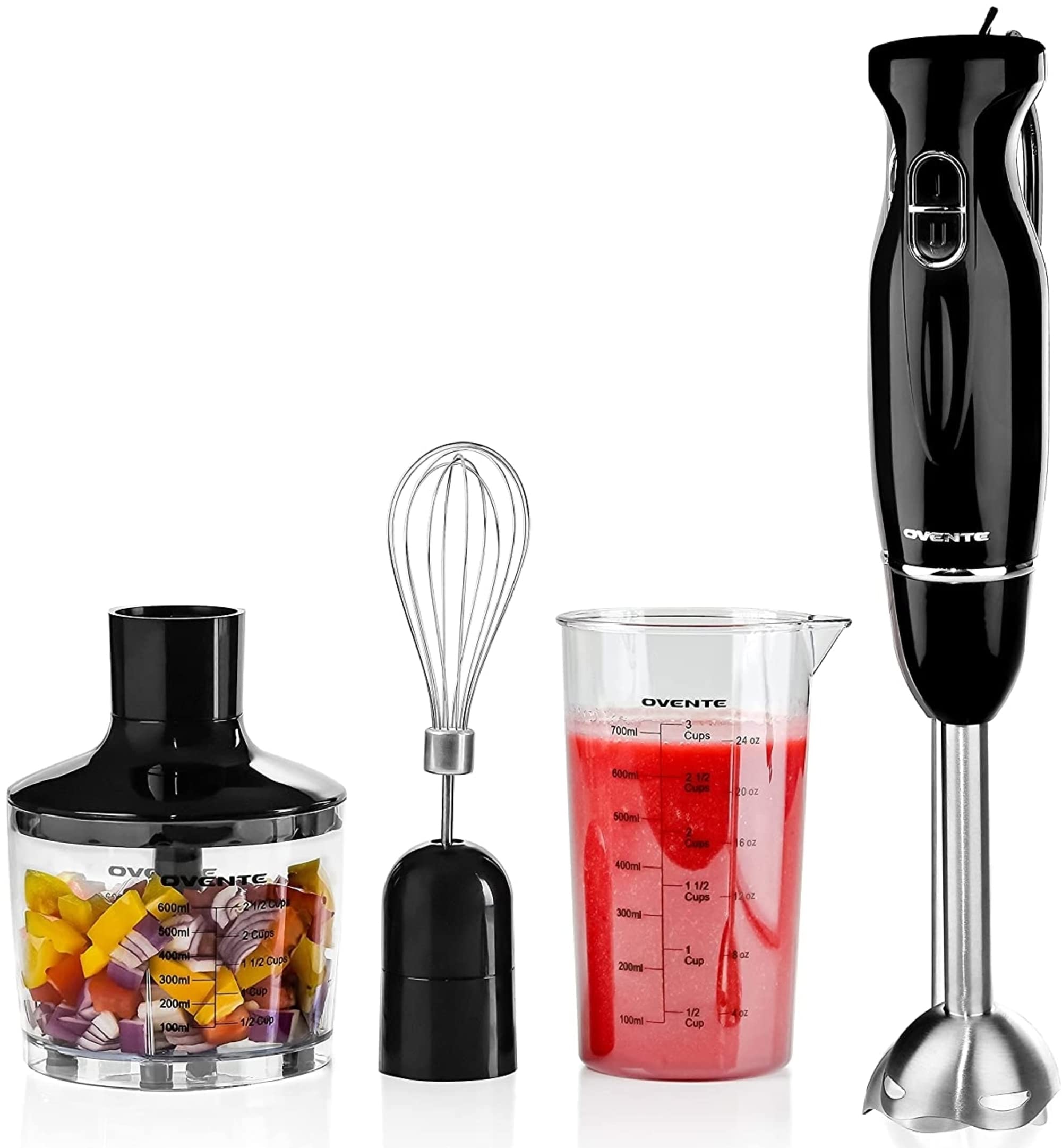 OVENTE 300W Immersion Hand Blender Set with Whisk