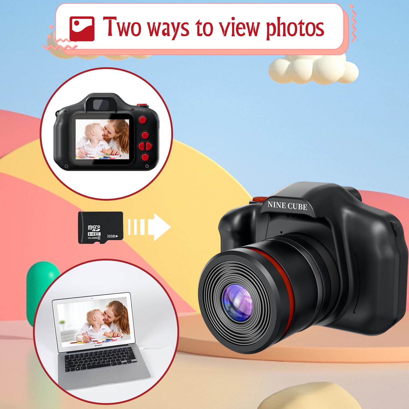 Kids Mini Digital Camera with 32G SD Card