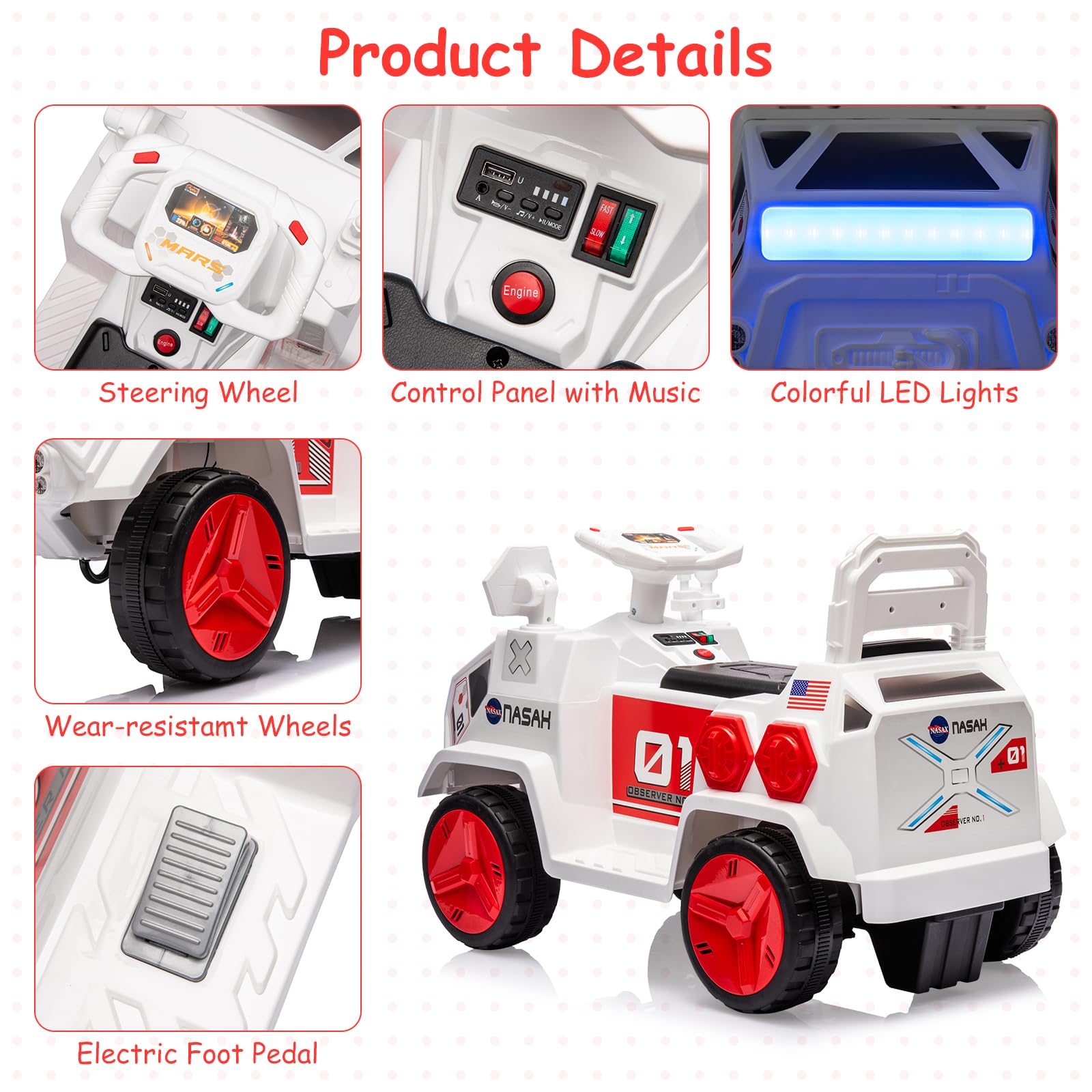 Electric Ride On Car for Kids with Music