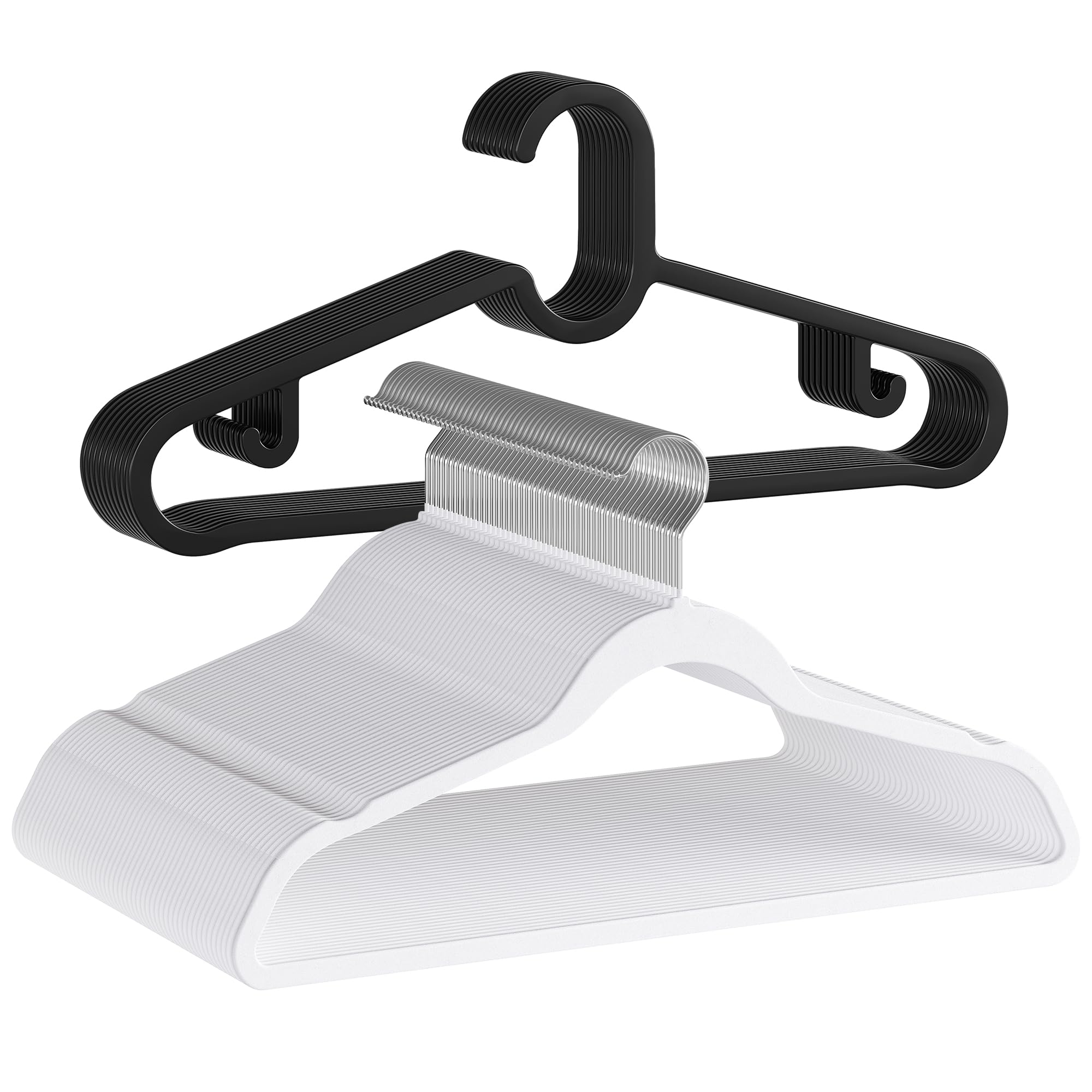GETORO 50 Pack Velvet Non-Slip Hangers + 10 Plastic Hangers