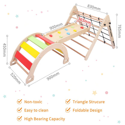 3-in-1 Wooden Toddler Indoor Gym Playset