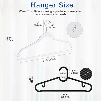 GETORO 50 Pack Velvet Non-Slip Hangers + 10 Plastic Hangers