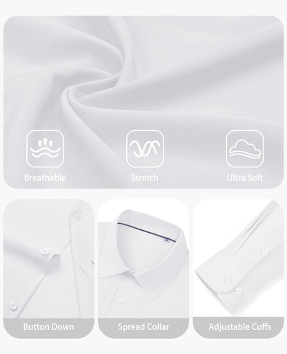 Incfott Men's Long Sleeve Stretch Dress Shirt