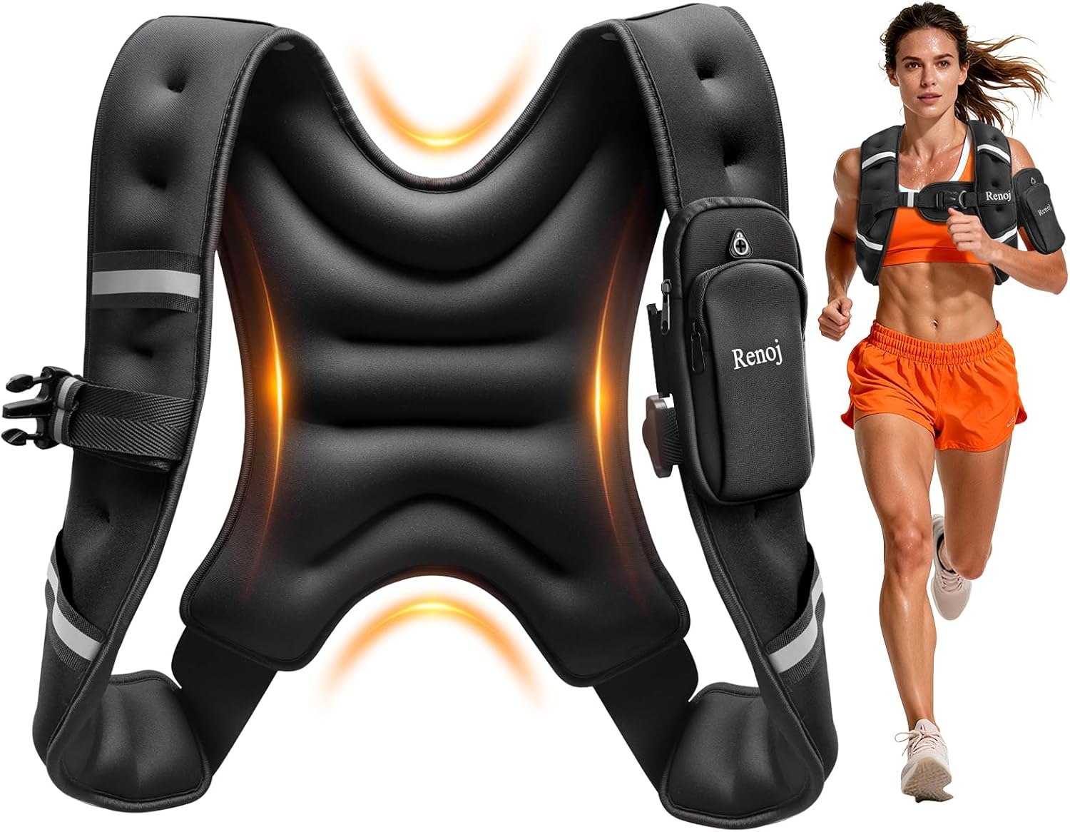 Weighted Workout Vest with Reflective Strips and Pocket