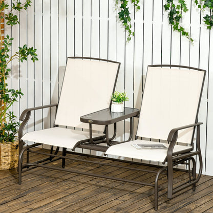 Outsunny Outdoor Glider Bench with Center Table