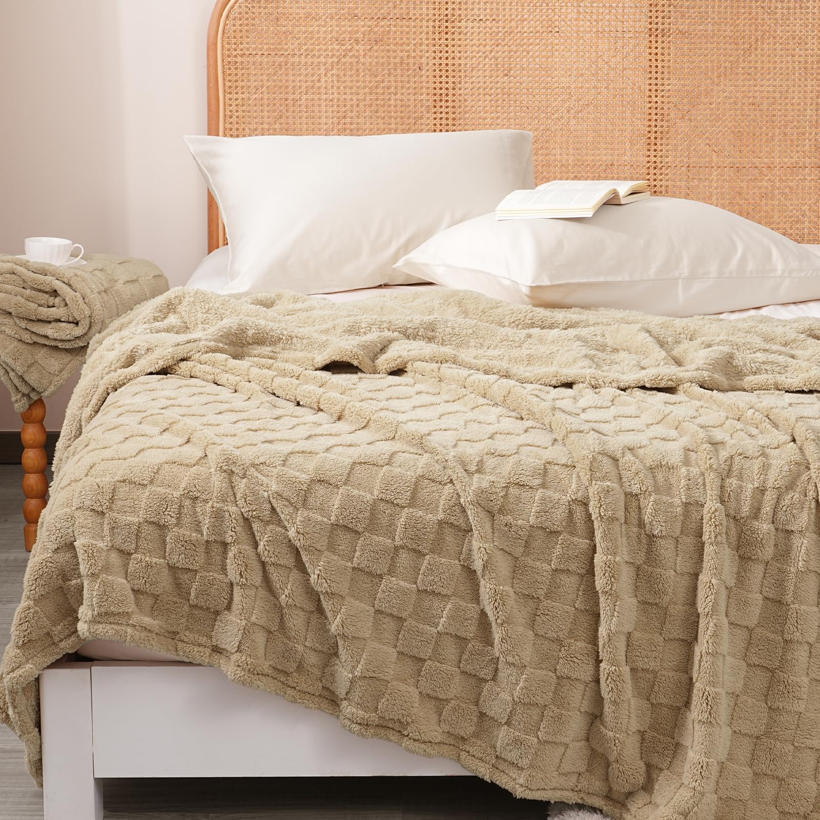Ultra Soft Fleece Throw Blanket - Pale Khaki