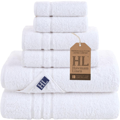 Hawmam Linen 6-Piece Turkish Cotton Bath Towel Set