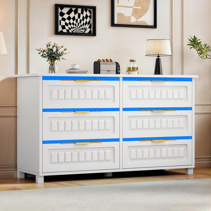 DWVO 6-Drawer Dresser with LED Lights and Charging Station