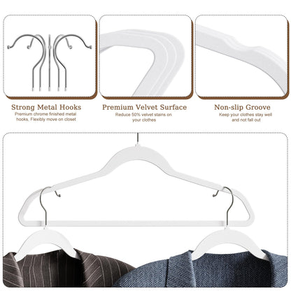 GETORO 50 Pack Velvet Non-Slip Hangers + 10 Plastic Hangers