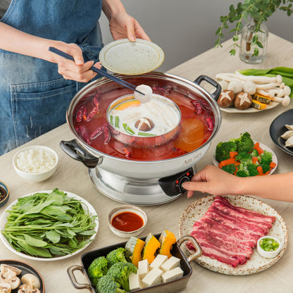 AROMA 5-Quart Stainless Steel Hot Pot, Silver