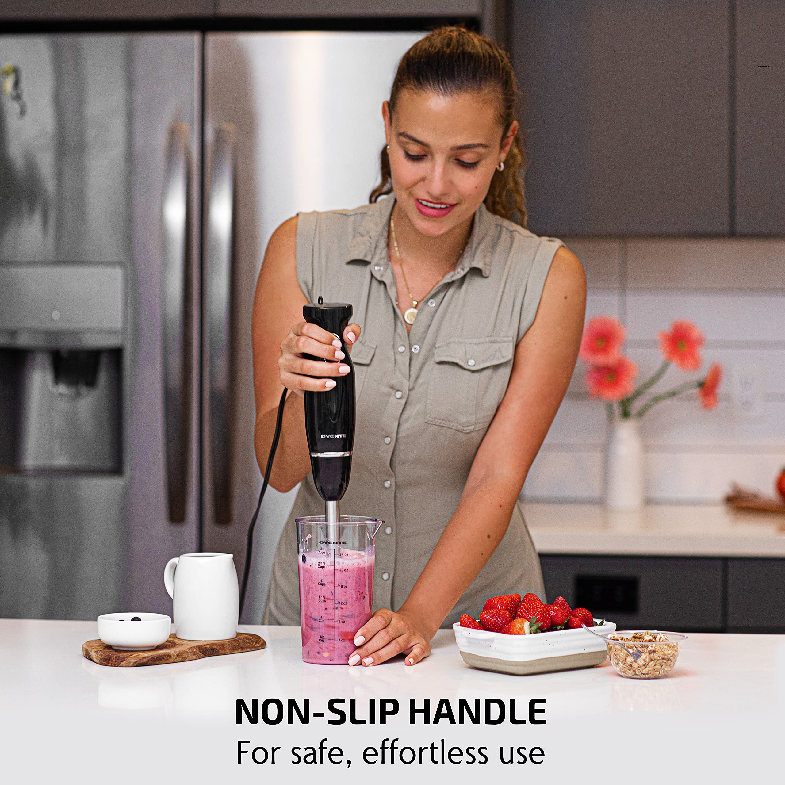 OVENTE 300W Immersion Hand Blender Set with Whisk