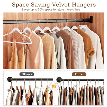GETORO 50 Pack Velvet Non-Slip Hangers + 10 Plastic Hangers
