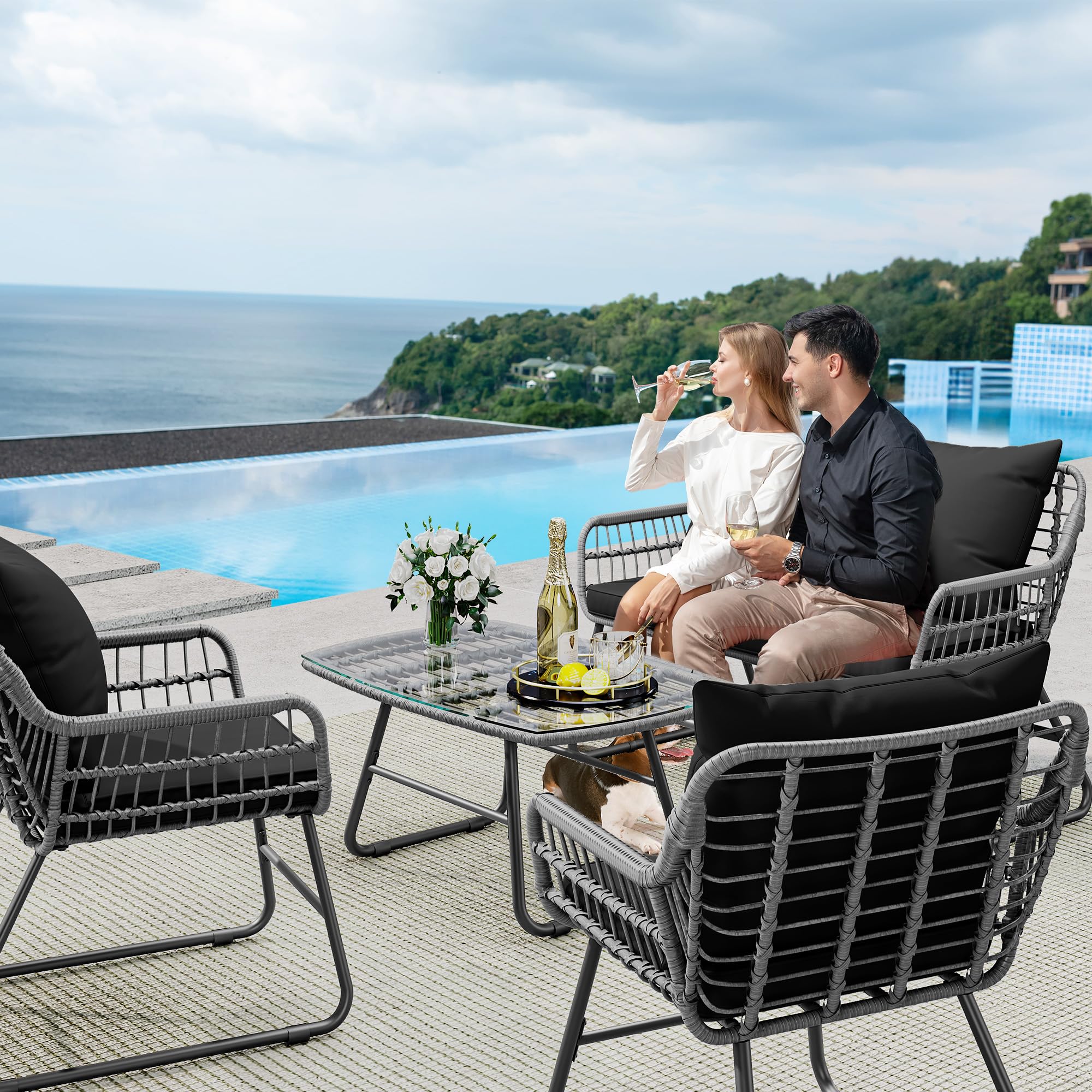 YITAHOME 4-Piece Wicker Patio Furniture Set
