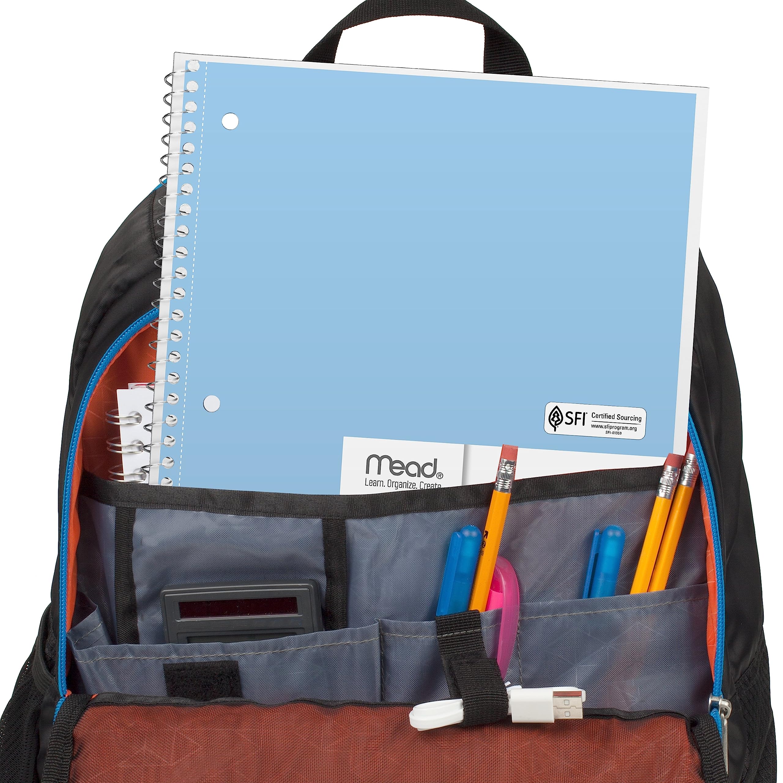 Mead 6-Pack Spiral Notebooks, Wide Ruled, Assorted Colors