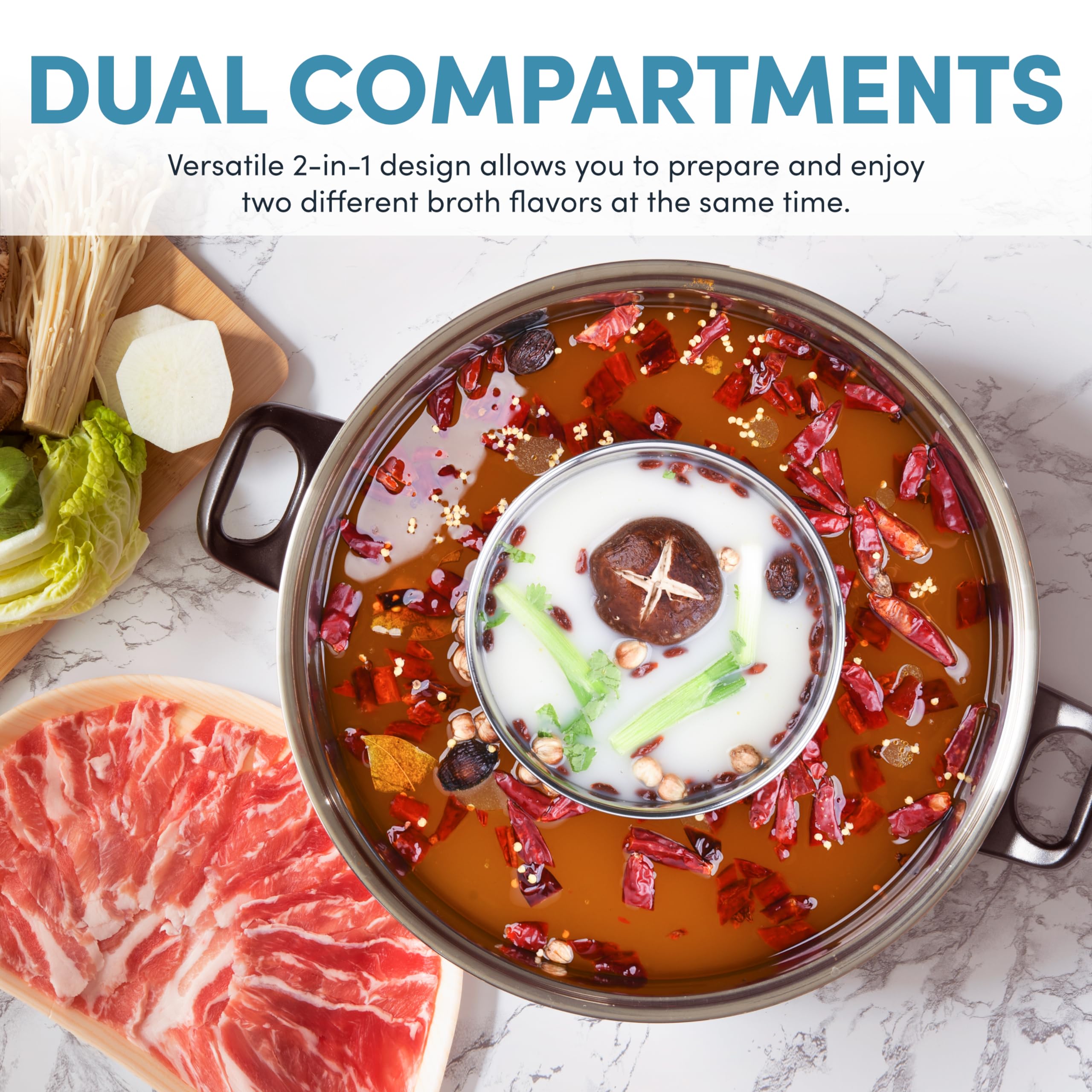AROMA 5-Quart Stainless Steel Hot Pot, Silver