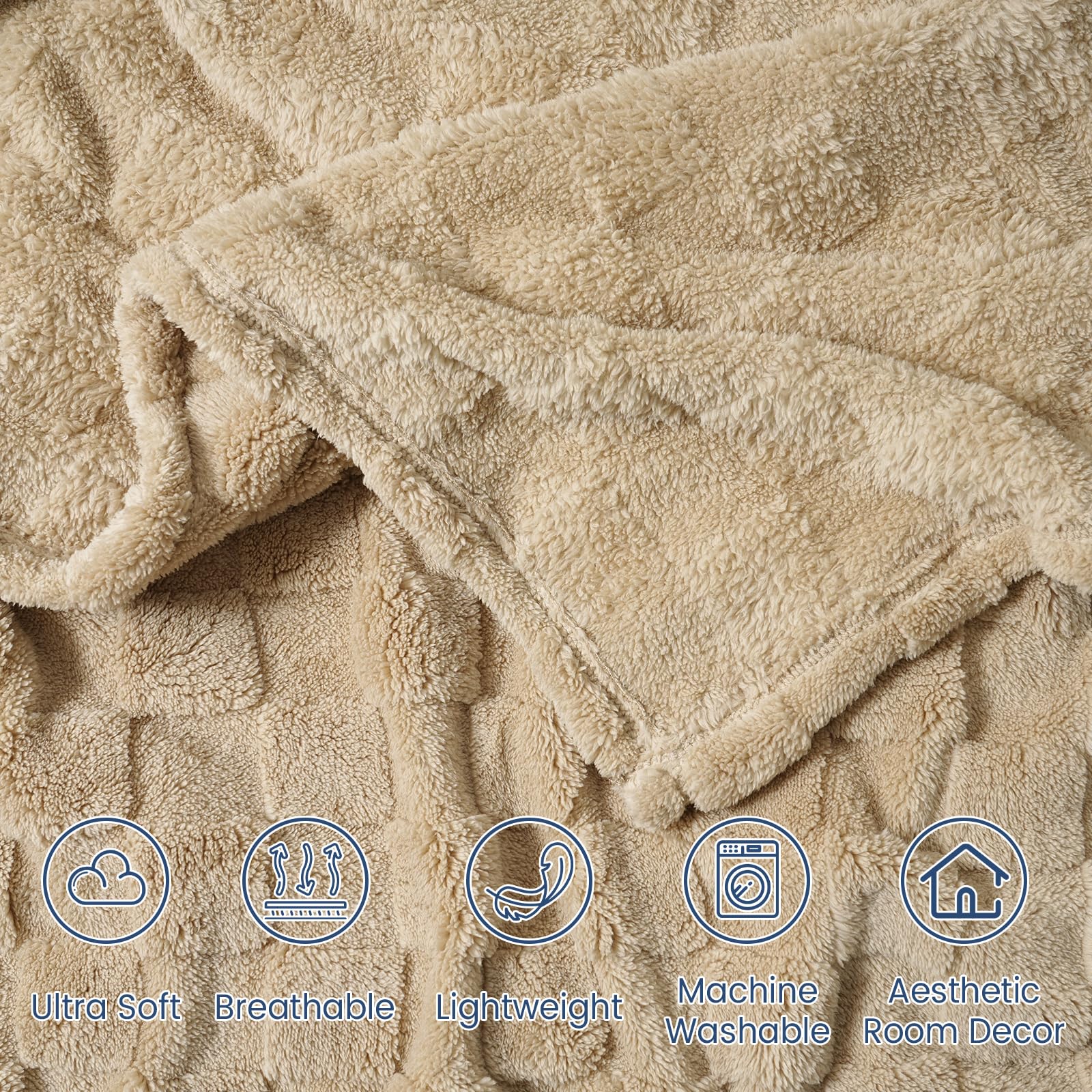 Ultra Soft Fleece Throw Blanket - Pale Khaki