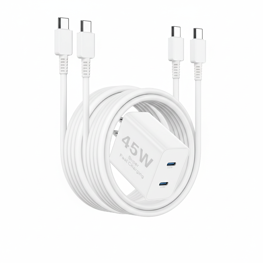 2 Pack 45W Fast USB C Wall Charger with Cable