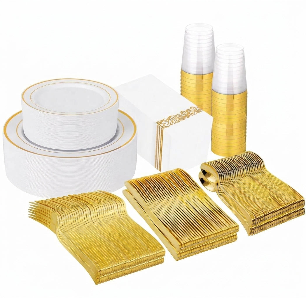 800 Piece Guest Disposable Dinnerware Set with Silverware
