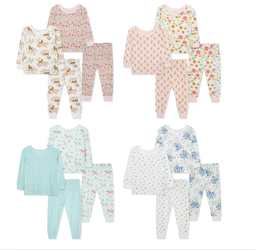 2 Pack Floral Bamboo Baby Girl Pajama Set