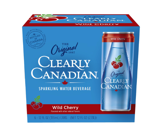 6 Pack Clearly Canadian Wild Cherry Sparkling Water Cans