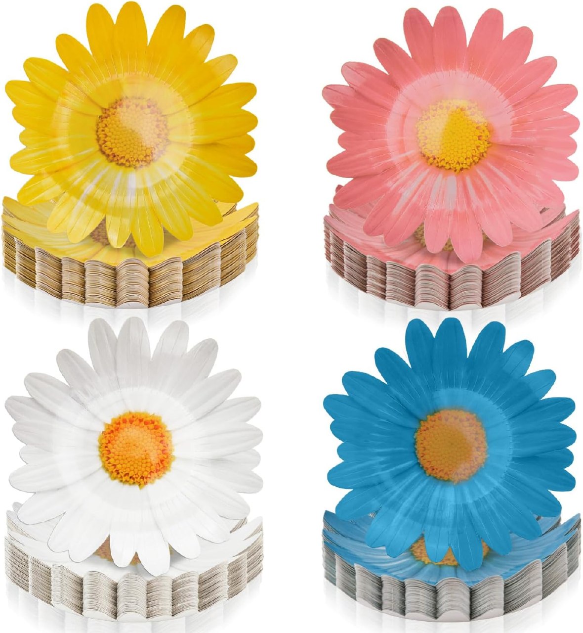 100 Pack Daisy Floral Disposable Paper Dinner Plates